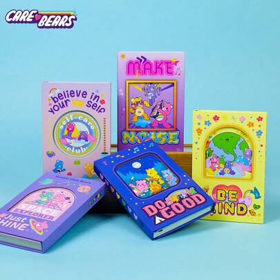 CARE BEARS Care Bear 1pc Tri-Fold Notebook, Color Page Illustration Diary Notebook, High-Value Handbook Hollow Design, Retro Thickened Stationery Back To School Office Gifts, Birthday Gift, Mother's Day Gift
