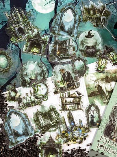 40pcs Forest Theme Planner Stickers, Vintage Creative Aesthetic Scrapbooking Stickers For Scrapbook, Album, DIY Decoration, Holiday Gifts, Personalized Stationery,School Supplies,Back To School