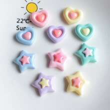 10pcs Cute Double-Layer Star & Heart Shaped Refrigerator Magnets, Creative Birthday Party Wedding Decor Fridge Stickers, Assorted Colors For Office, Whiteboard, Home, Kitchen Decoration