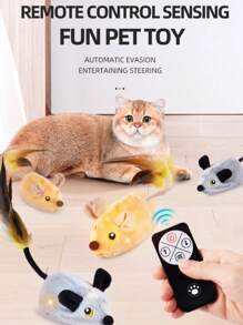 Juguetes interactivos para gatos, ratón falso en movimiento para perros con sensor automático, juguete de ratón para gatos con sonido realista y cola extendida, juguetes automáticos para gatos, juguete de ratón recargable con mando a distancia y sonido chillón