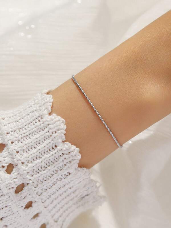 1pc Metallic Chain Adjustable Punk Fashion Bracelet For Women