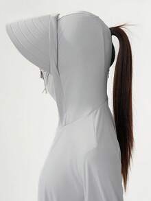 2025 New Lightweight Women Outdoor Breathable Mesh Jacket, Solid Color, For Cycling And Everyday Wear, Spring/Summer - Light Grey - View 4