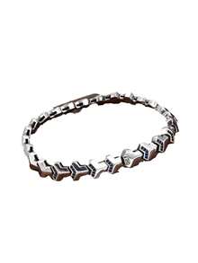 1pc Zirconia Inlaid Retro Small Crowd Design Couple Bracelet, High-End Hip Hop Style Gift - E035 - View 5