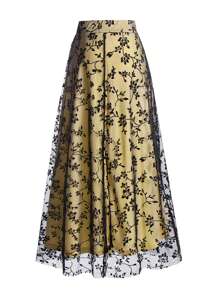 EARO 女士花卉植绒网眼优雅 A 字裙