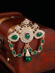 European-Style Fashionable Women's Brooch Featuring A Teardrop Design Adorned With An Array Of Floral Crystals And A Sparkling Crystal Pendant. This Women Exquisite Floral Brooch Is Ideal For Important Occasions Duch As Banquets And Ceremonies. - Multicolor - View 1