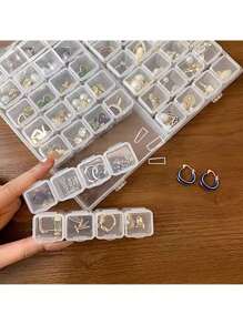 12/28/56-Grids Jewelry Organizer Box With Lid, Transparent Jewelry Storage Box, Detachable & Multi-Functional Jewelry Display Case For Rings, Earrings, Nail Art, Anti-Oxidation, Large Capacity, Suitable For Jewelry Organizers, Jewelry Exhibitors, Jewelry Collectors, Holiday GiftsFor Women Storage Organizer Travel Essentials Back To School Dormitory Storage Fall Decor