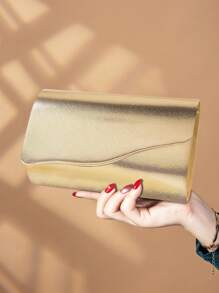 Bolso de embrague de mujer de unicolor de PU de lujo, estilo nuevo, bolso elegante y de moda para fiestas y cenas, cartera perfecta con compartimento oculto para tarjetas, bolso bandolera con cadena de metal desmontable, adecuado para fiestas, cenas, reuniones, bodas, mejor opción como regalo.