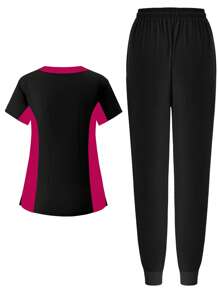 (Six-Piece Set) Scrubs Uniform Women's Running Matte Elastic Sports Nurse  Uniform Wash Clothes Work Clothes Breathable Scrub Shirt