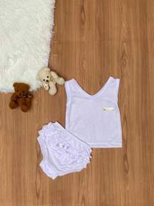Kit 10 peças 5 calcinha bunda rica com 5 blusinha regata menina 3-6 meses