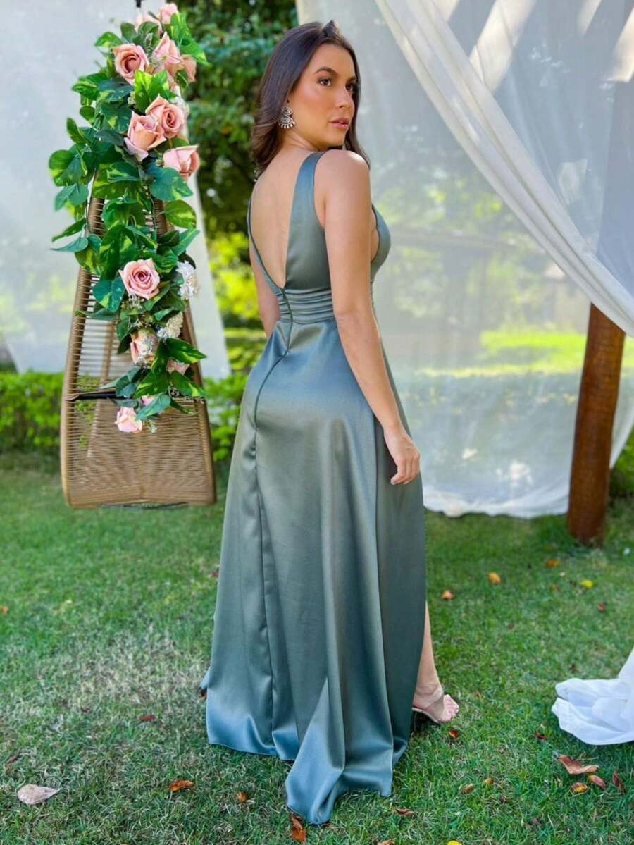 Dress For Graduation Parties, Weddings, Birthdays, Social Events, Churches, Dances - Màu xanh Ô liu - Xem 1