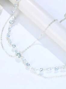 1pc Crystal Zirconia Chain Headpiece, Fashion Bohemian French Elegant Summer Headband For Wedding, Party, Holiday, Daily Wear (Handmade, 1-3cm Variance)