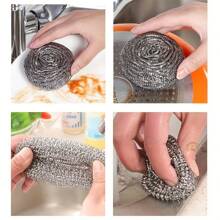 6 pièces Brosse de nettoyage en acier inoxydable durable - Outils de nettoyage polyvalents pour la cuisine et la salle de bain