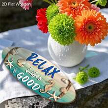 1Pc Summer Decoration Wooden Hanging Sign, Beach Seahorse Seahorse Elements Wooden Prints Art Hanging Painting Wall Decoration Door Decoration Garden Hallway Decoration