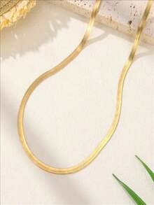 1 件金色时尚简约链条不锈钢珠宝项链，独特个性化