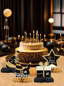9pcs/Set Original Design 50th Birthday Honeycomb Ornaments For Birthday Party Backdrops Decor, Room Decor Supplies, 50th Birthday Party Favor, Birthday Gift, Birthday Decor Room Decor, Home Decor