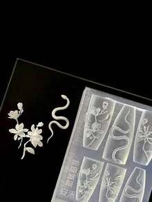 New Realistic Snake-Shaped White Magnolia Silicone Mold 3D Nail Art Decoration DIY Jewelry Making Tool,Nail Supplies,Nail Tools,Nail Art Tools,Back To School,Nails,Nail Tools For Press On Nails - Clear - View 6