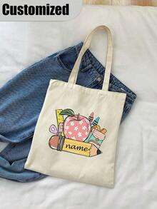 Customized Letters For Teacher'S Day Handbag,Printed Pattern Women'S Handbags, Reusable Shopping Bags, Foldable Large Capacity Casual Shopping Bags, Simple Bohemian Handbags, Suitable For Work, Travel, Shopping, Christmas Gifts For Women, Nurses, Teachers - Multicolor - View 4