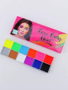 12 色专业油性人体彩绘和纹身颜料：鲜艳、持久、易于涂抹的调色板，适合节日、派对和活动 - 12色螢光色 - 查看 9