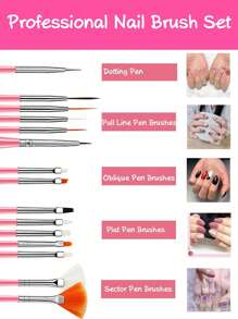 15-teiliges Acryl-Nagelbürstenset, Malerpinsel, Werkzeug-Set für Nägel-Salons und Anfänger