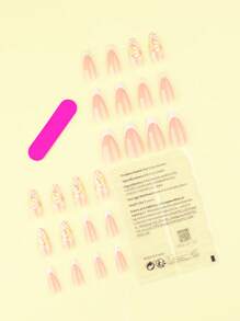 24pcs Summer Model Press On Nails French White Fake Nails French Yellow Nails Press On Medium Almond Shape Nails Art Fresh Design Nails Art Manicure Set Includes 1sheet Adhesive Tabs & 1pc Mini File Perfect For Everyday Wvear