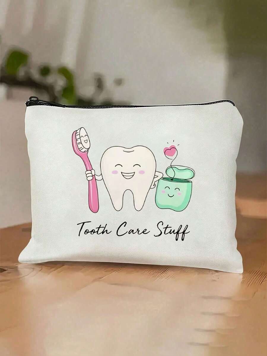 好玩有趣，青少年牙齿护理旅行袋 - “牙齿护理用品”帆布盒，适合牙刷、牙膏等 - 有趣且有教育意义的设计 - 适合男孩和女孩，成人办公室礼物 - 彩色 - 查看 1