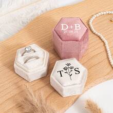 Personalized Velvet Double Slots Ring Box, Custom Name Wedding Ring Box, Engagement Hexagonal Ring Box, Wedding Proposal Ring Box, Multi-Functional, Ornamental, Reusable, Exquisite, Stylish, Colorful, Modern, Custom, Personalized, Unique, Ideal Gifts For Her, Boyfriend, Dad, Girlfriend, Mom, Family, Friends, Tea Room, Home, Garden, Office, For Anniversaries - Multicolor - View 9