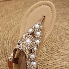 Latest Design Bohemian Style Roman Sandals, Women's Flat Toe Strap Brown Flat Sandals - Brown - View 6