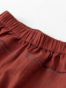 mini bala Pantalones rectos ligeros, elásticos y sueltos de verano para niños y niñas - marrón caramelo - Ver 6