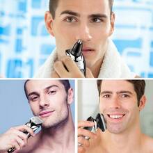 Hatteker 1pc Waterproof Electric Shaver USB Rechargeable 3 In 1 Male Grooming Kit Shaving Machine - 銀色 - 查看 11