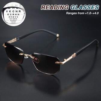 1 件/2 件时尚有色镜片老花镜，高品质无框工艺老花镜，优质琥珀色/蓝色有色镜片，为男士和女士打造更时尚舒适的日常商务和休闲装