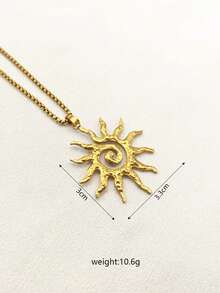قلادة معلق الشمس من الصلب عديم الصدأ بلون ذهبي على الطراز البوهيمي قطعة واحدة - قلادة الشمس - مشاهدة 9