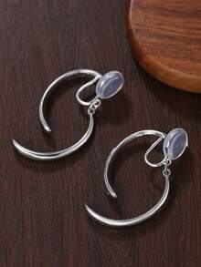 2Pcs Simple Metallic Crossover Ear Clips, Elegant Geometric Earrings For Weddings And Parties, No Piercing Required - Clip - View 8