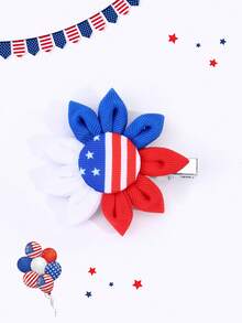 1pc USA Independence Day Star-Spangled Banner Printed Hair Clips For Girls - Bow Hairpin - View 6