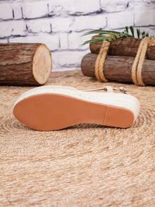 女士舒适防滑露背带扣度假风杏色坡跟厚底凉鞋 - 杏色 - 查看 3