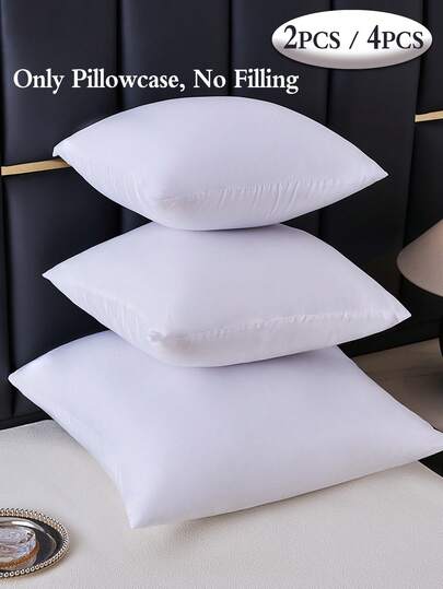 2/4件套纯白色靠垫套，无填充，健康舒适，家居装饰礼品，拉链开合，可机洗，适用于客厅沙发卧室，多种尺寸可选