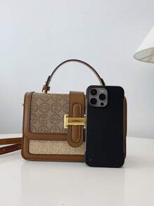 Bolso de tela vintage de gran capacidad, bolso bandolera de lujo de PU, bolso de mano y de hombro clásico casual para mujer