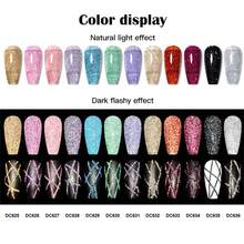 Mtssii 5ML Champagne Gold Reflective Glitter Liner Gel Nail Polish Pink Silver Color Bright Sparkling French Semi Permanent Nail Painting UV Gel - 紅色 - 查看 6