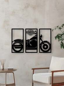 Quadro decorativo Vazado Preto MDF Quadros Placas decorativas - Harley , Motos, Motocicletas Enfeite