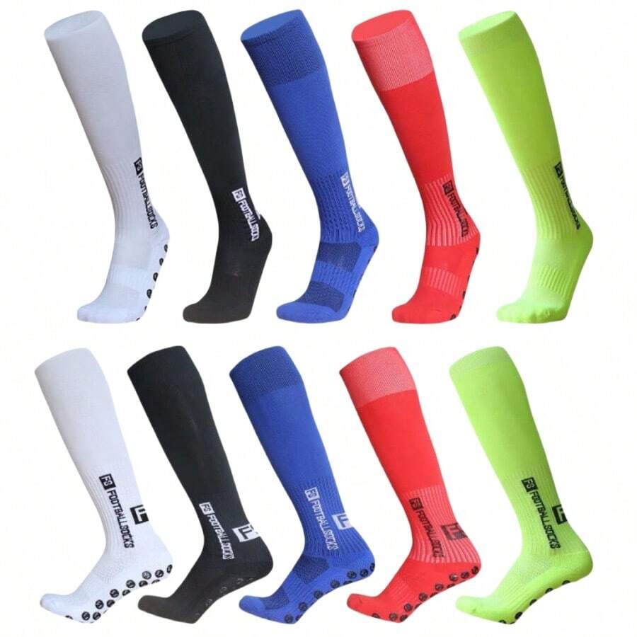 1 Pair FS Breathable Compression Football/Soccer Socks, Non-Slip Sweat-Wicking Professional Sports Socks Suitable For Outdoor Sports, Fitness, Soccer, Basketball, Running Training, And Various Sports - Multicolor - View 1