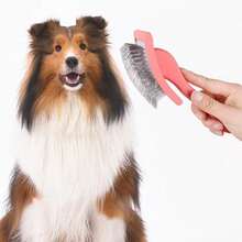 1pcsDeluxe Dog Groomer: Effortless Shedding Comb & Soft Massage For A Healthy, Happy Pet - Red - View 2