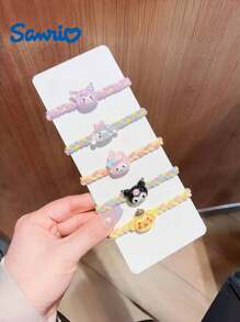 Sanrio 5pcs Colorful Scrunchies Cartoon Japanese Pompompurin & Kuromi