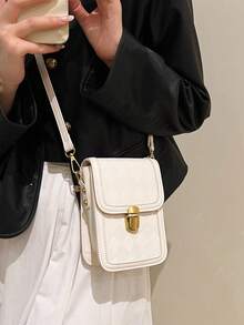 Brown Rectangular Crossbody Bag Wallet For Women - Beige - View 2