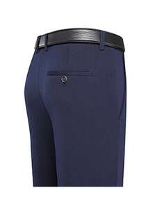 Verano sección delgada suelta recta de los hombres de negocios pantalones casuales con bolsillos, no de hierro recta de los hombres pantalones casuales pantalones pantalones de traje, adecuado para papá, novio regalo - Azul Marino - Ver 5
