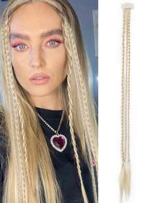 1pc Braid Hair Clip In Hair Extensions Blode Brown Black Clip Hairpieces Synthetic Fiber Hair Extensions Women Party Daily Wear - Multicolor - View 13