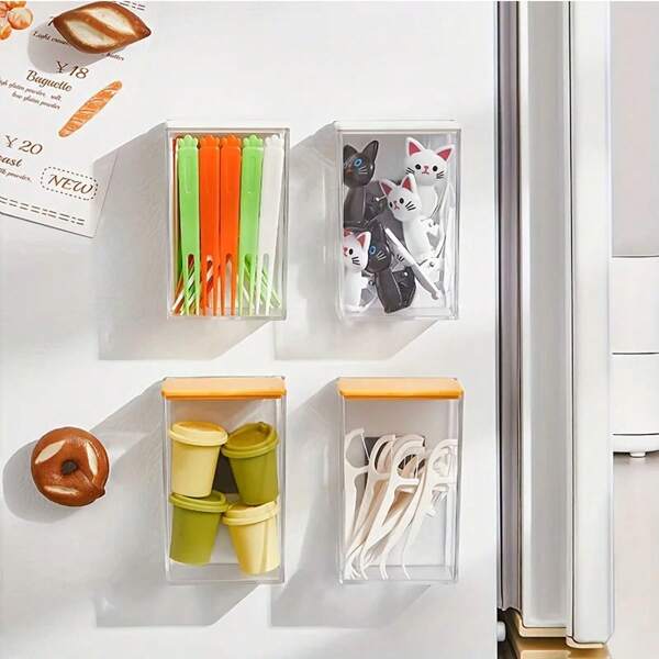 1PC Refrigerator Magnetic Storage Box Household Multi-Functional Kitchen Wall-Mounted Clamshell Storage Rack, Multi-Functional Kitchen Wall-Mounted Clamshell Rack, Back To School