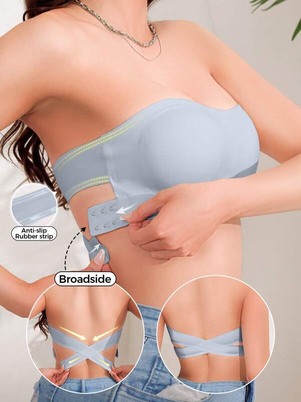 Sujetador deportivo sin costuras con espalda cruzada y push-up para mujeres, con copas inalámbricas desmontables, se puede usar en exteriores y para dormir