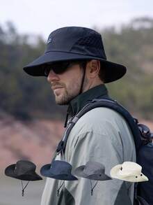 1 件轻便男士透气太阳帽，户外钓鱼渔夫帽宽边防紫外线登山帽男士太阳帽夏季帽子，适合徒步旅行和钓鱼等夏季户外活动