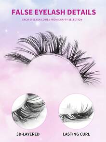 ENCHUW 7 Pairs Natural False Eyelashes Faux Mink Lashes Natural Look Fake Eyelashes Suitable For Parties - Black - View 3