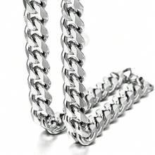Trendsmax 3/5/7/9/11mm Men's Stainless Steel Curb Cuban Chain Necklace Basic Jewelry 18-30inch Silver Color For Men Women Gift - 11mm - 查看 4
