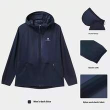 CAMEL CROWN ملابس حماية من الشمس للرجال، جاكيت رقيقة منفذة للهواء وباردة للصيد والرياضة لفصلي الربيع والصيف - أزرق غامق - مشاهدة 2